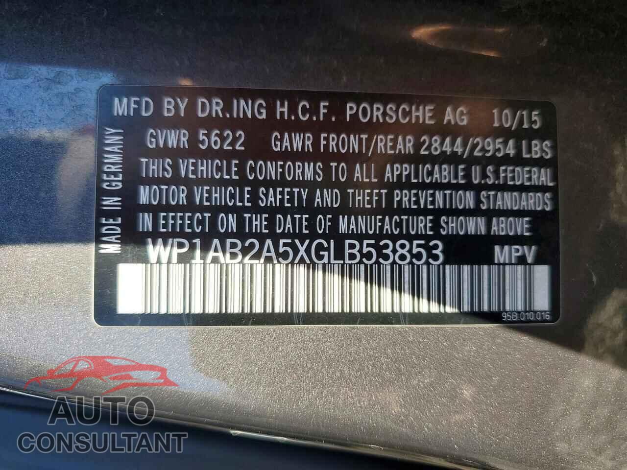 PORSCHE MACAN 2016 - WP1AB2A5XGLB53853