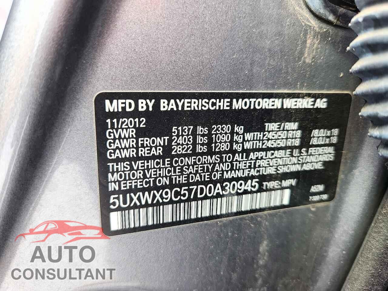BMW X3 2013 - 5UXWX9C57D0A30945