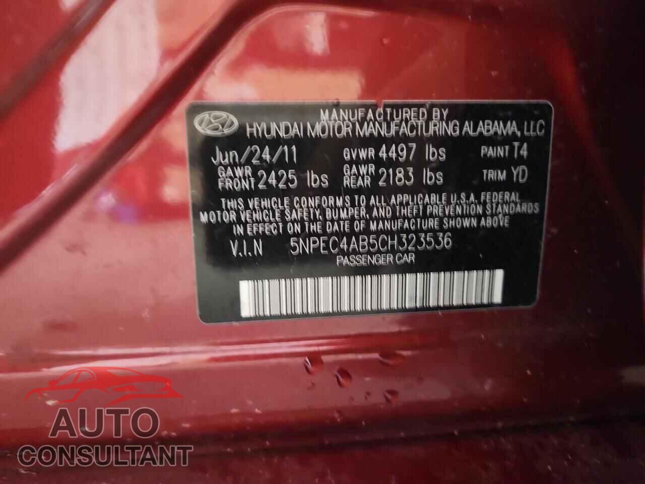 HYUNDAI SONATA 2012 - 5NPEC4AB5CH323536