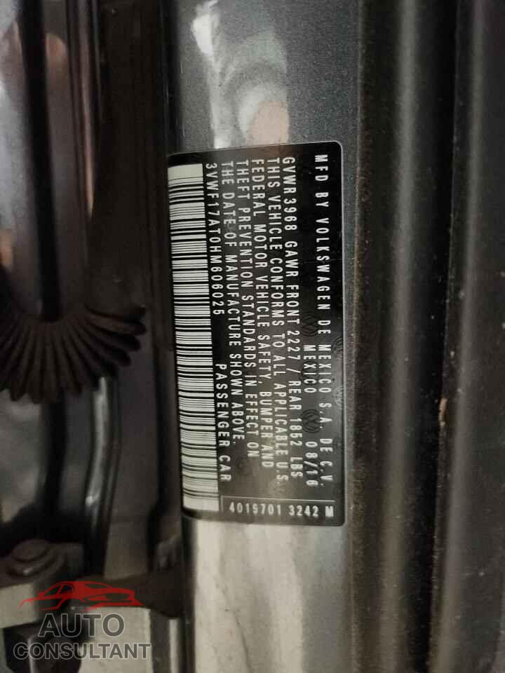 VOLKSWAGEN BEETLE 2017 - 3VWF17AT0HM606025