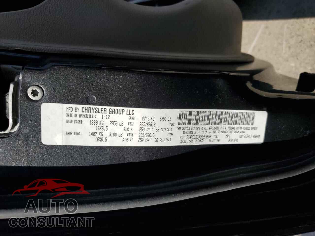 DODGE CARAVAN 2012 - 2C4RDGBG0CR253666