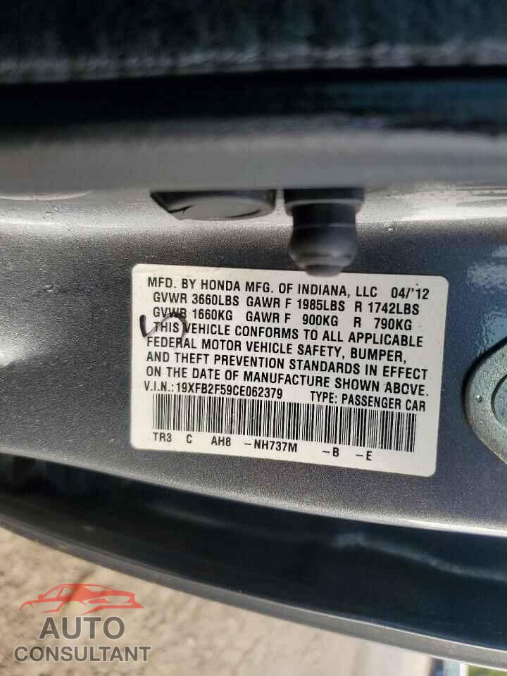 HONDA CIVIC 2012 - 19XFB2F59CE062379