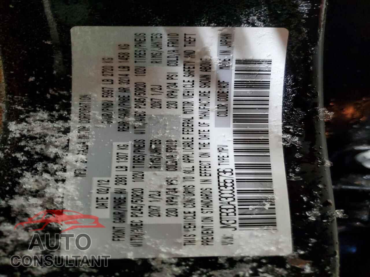 MAZDA CX-9 2012 - JM3TB3DA3C0355736