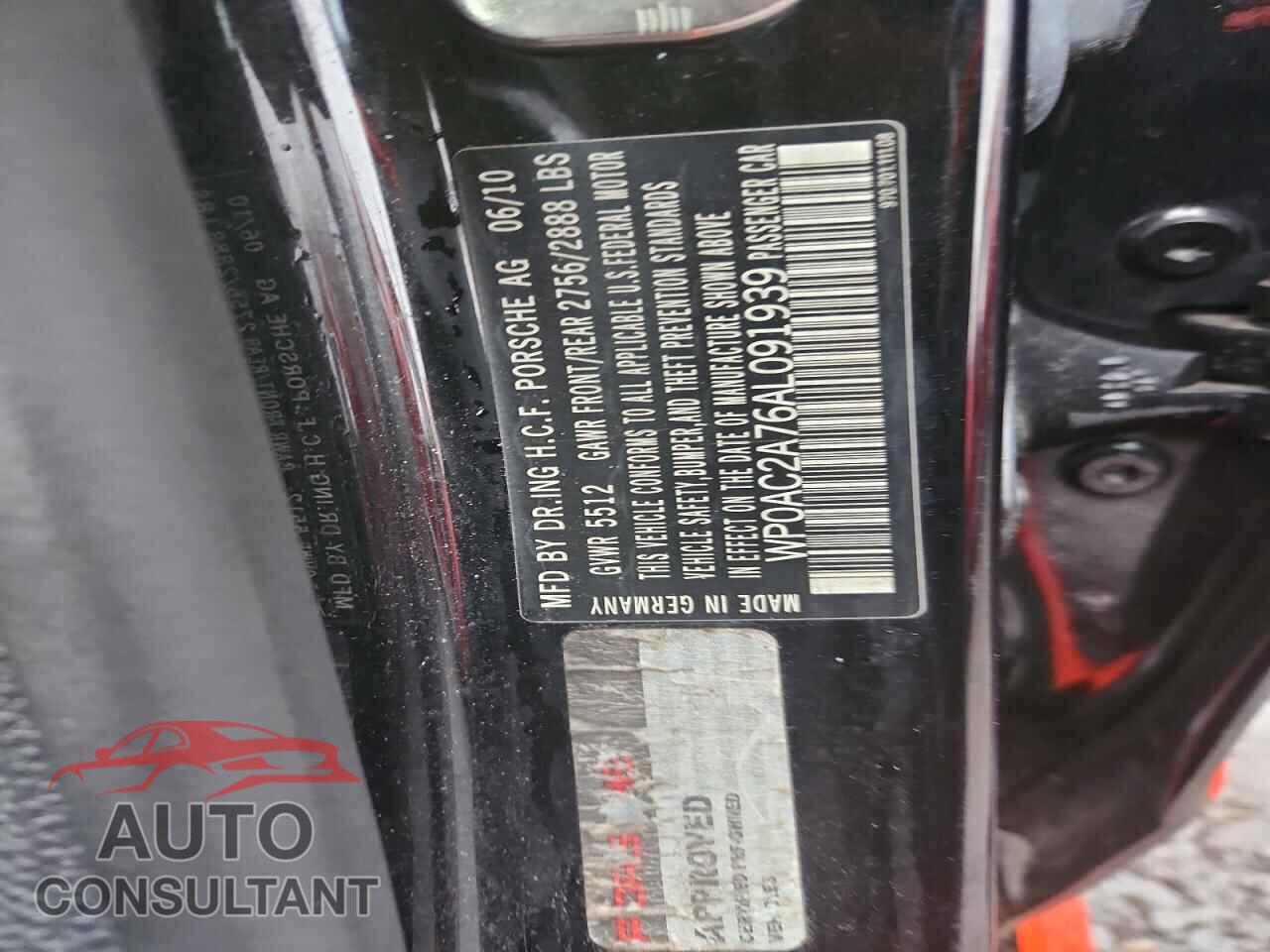 PORSCHE PANAMERA 2010 - WP0AC2A76AL091939