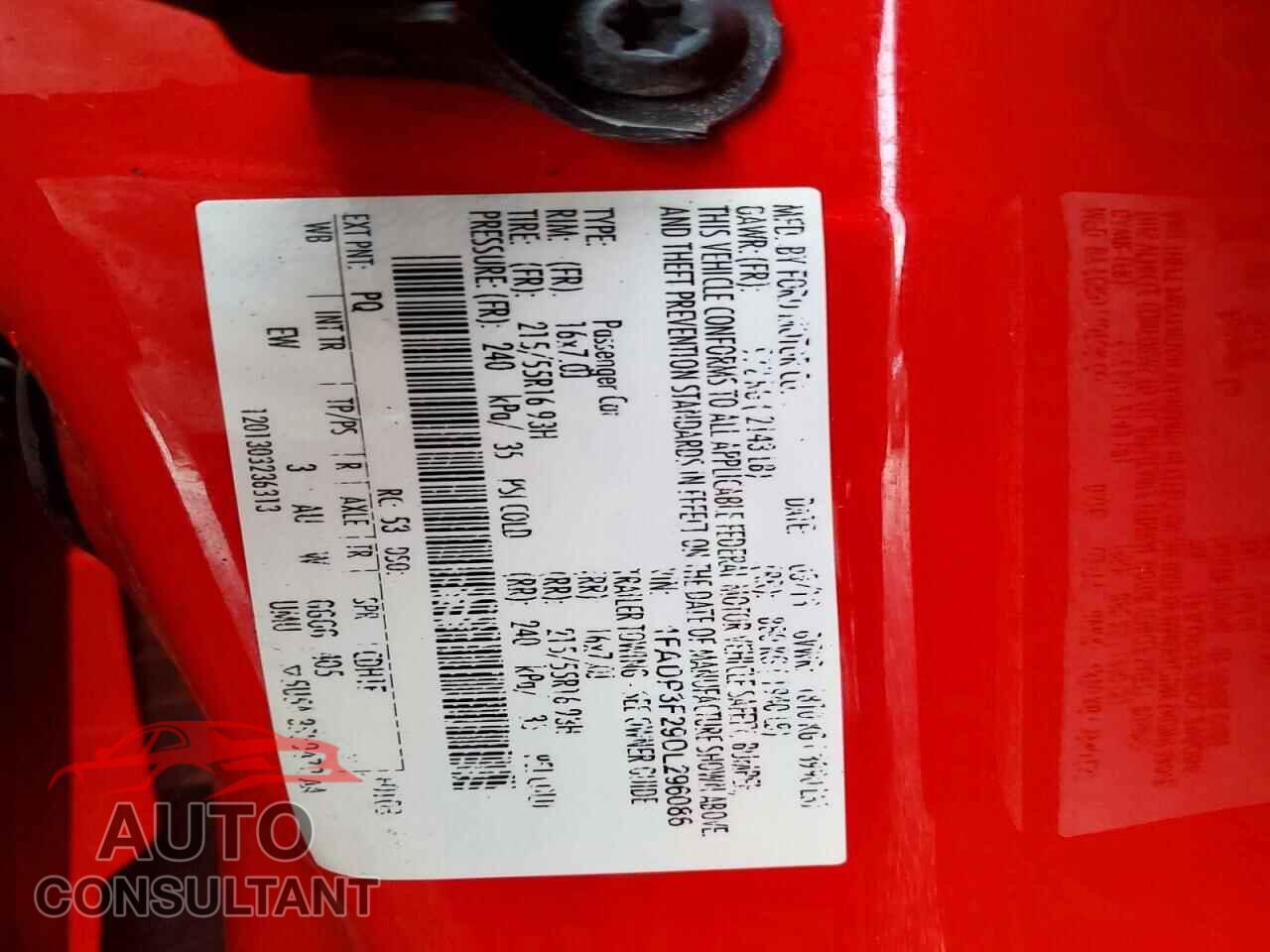 FORD FOCUS 2013 - 1FADP3F29DL296086