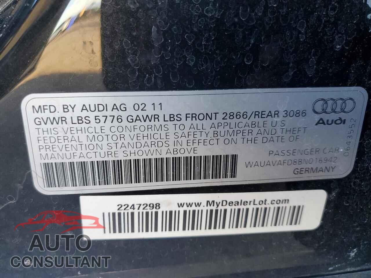 AUDI A8 2011 - WAUAVAFD8BN016942