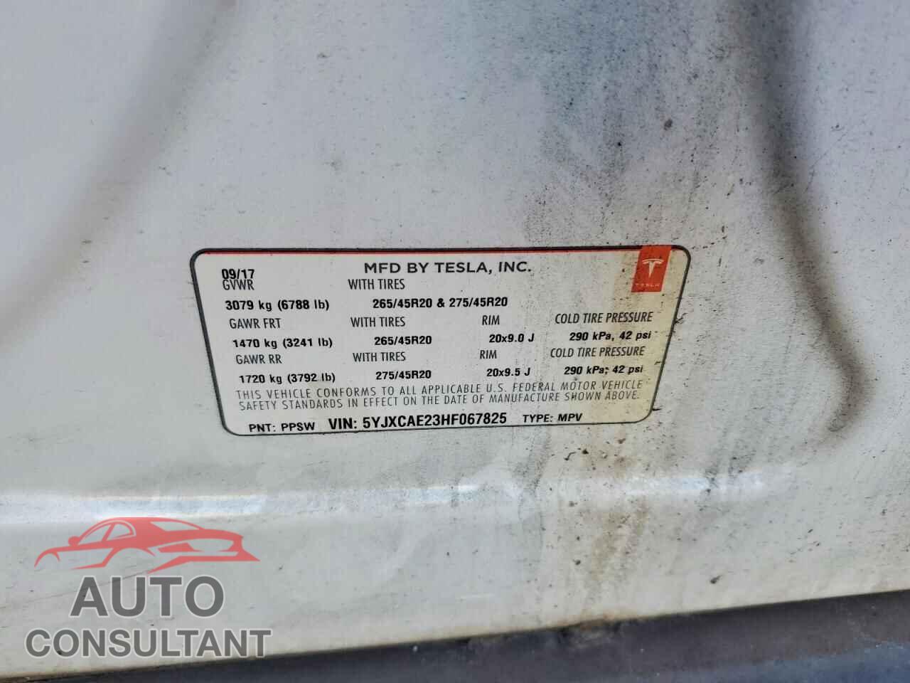 TESLA MODEL X 2017 - 5YJXCAE23HF067825