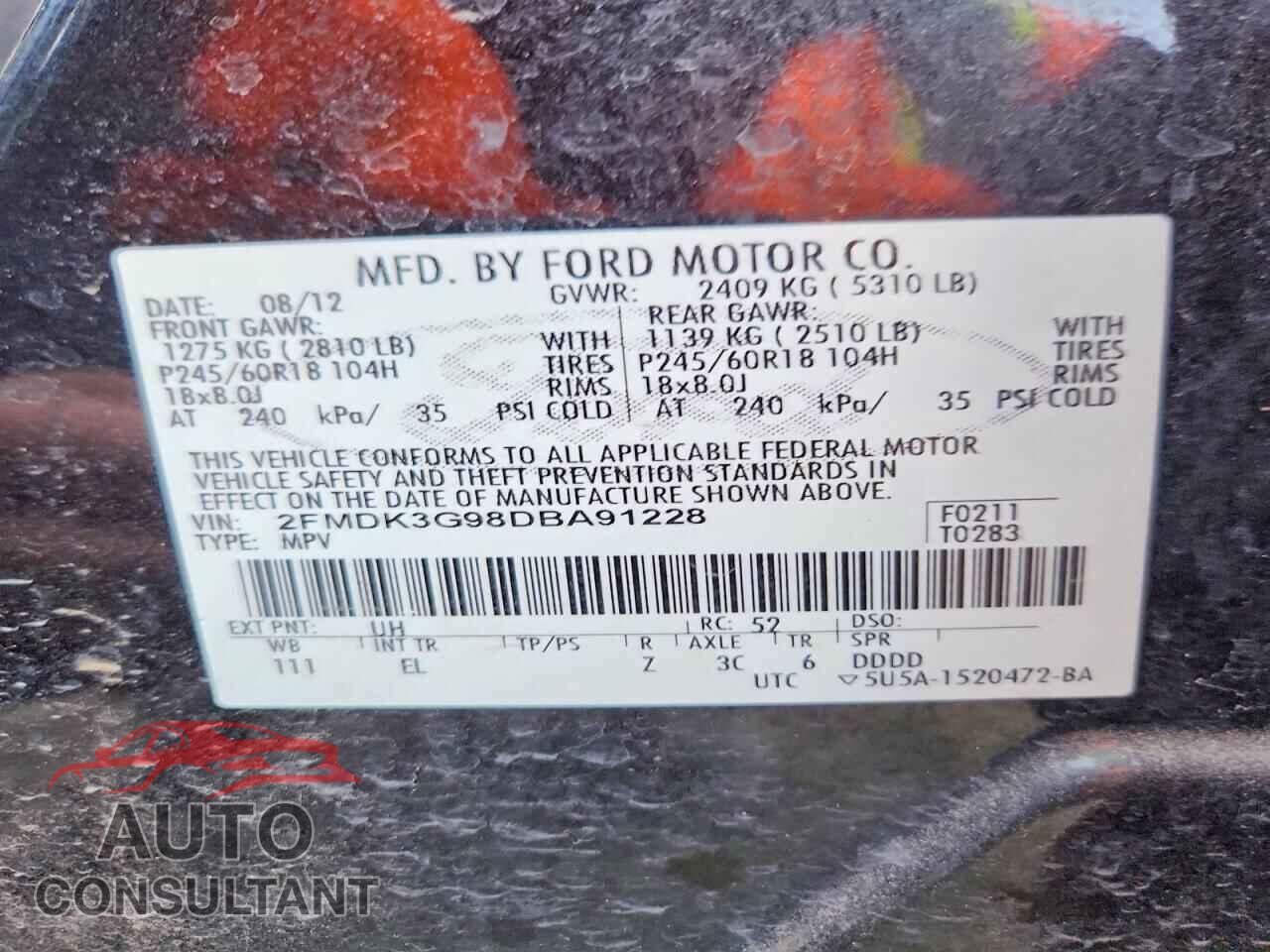 FORD EDGE 2013 - 2FMDK3G98DBA91228