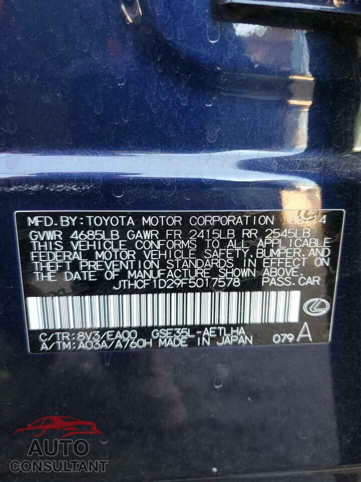 LEXUS IS 2015 - JTHCF1D29F5017578