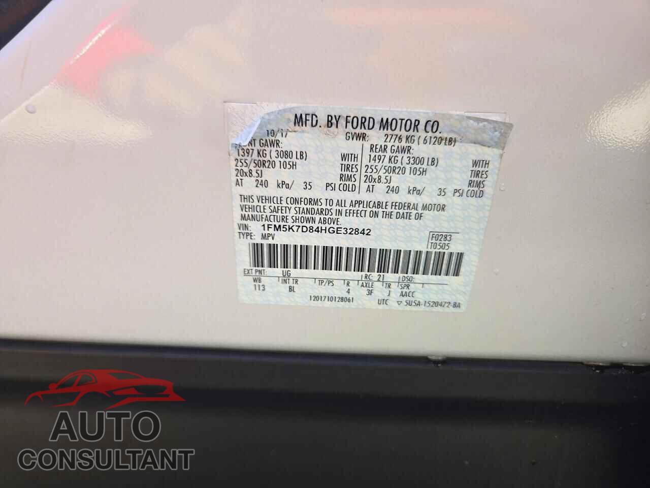 FORD EXPLORER 2017 - 1FM5K7D84HGE32842