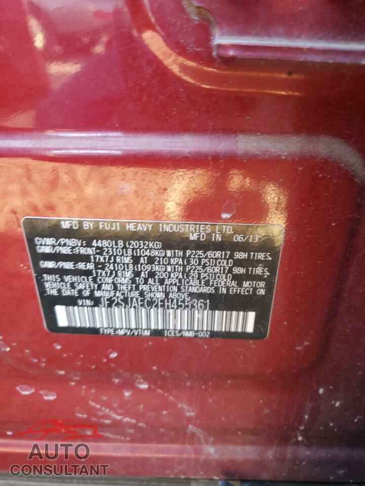 SUBARU FORESTER 2014 - JF2SJAEC2EH455361