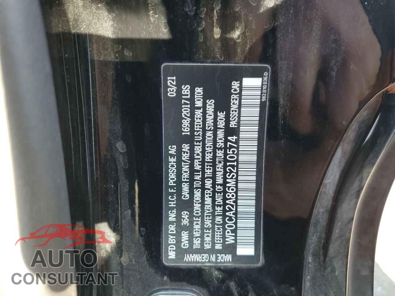 PORSCHE BOXSTER 2021 - WP0CA2A86MS210574
