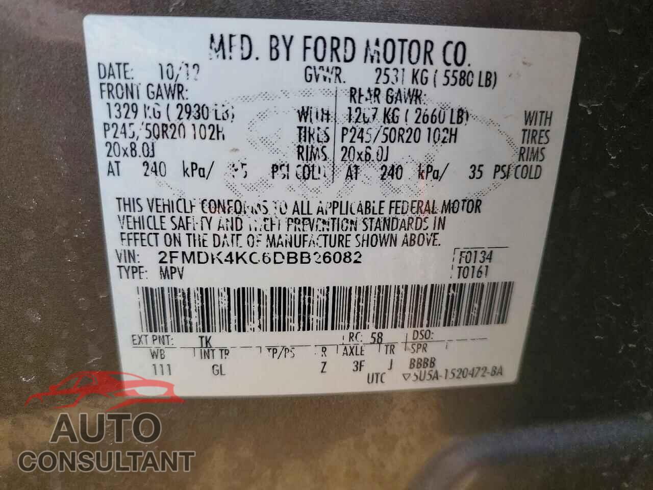 FORD EDGE 2013 - 2FMDK4KC6DBB26082