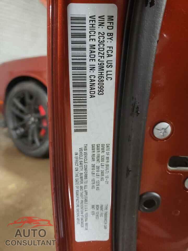 DODGE CHALLENGER 2021 - 2C3CDZFJ9MH680993