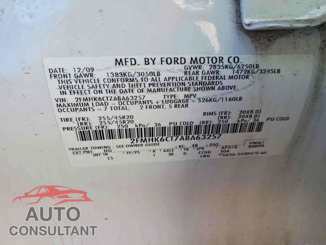 FORD FLEX 2010 - 2FMHK6CT7ABA63257