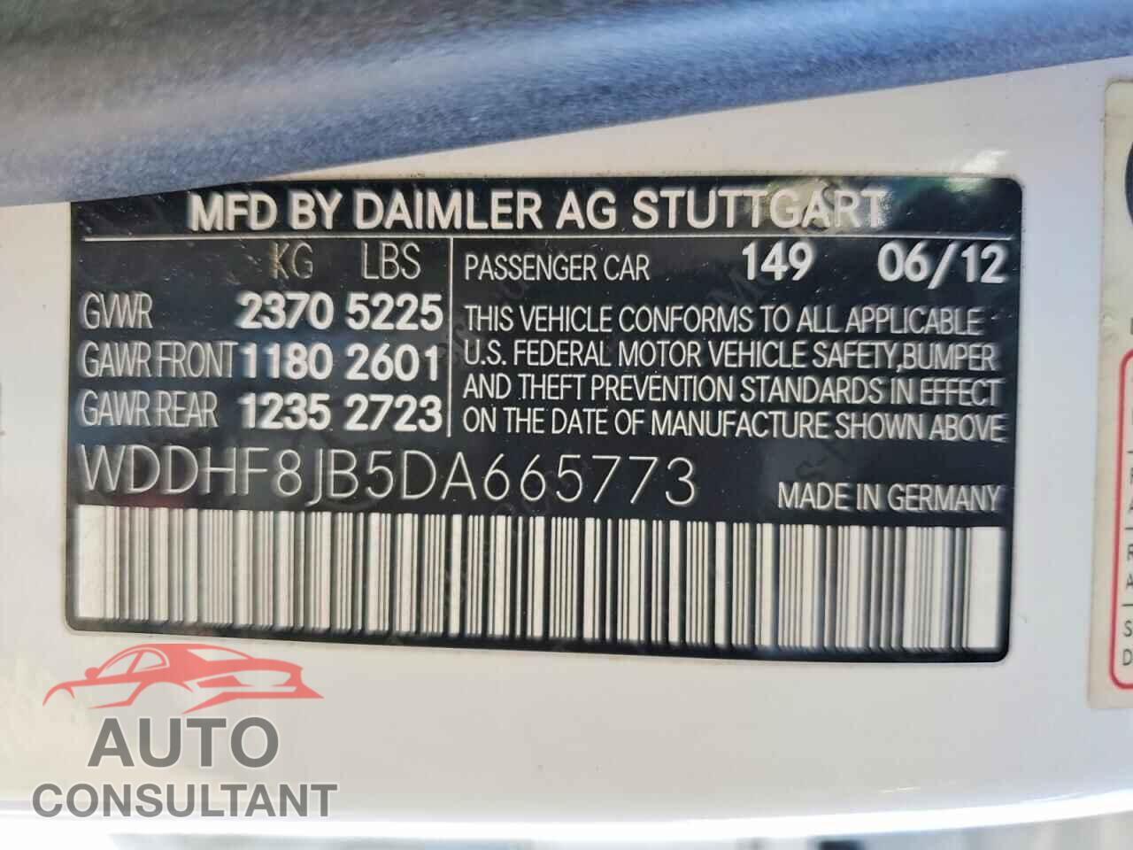 MERCEDES-BENZ E-CLASS 2013 - WDDHF8JB5DA665773