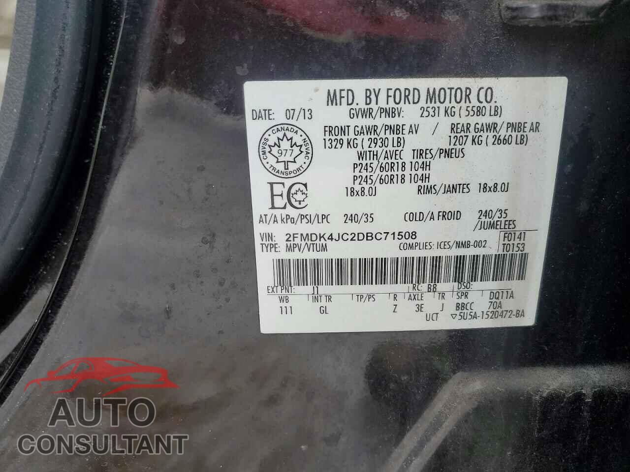 FORD EDGE 2013 - 2FMDK4JC2DBC71508