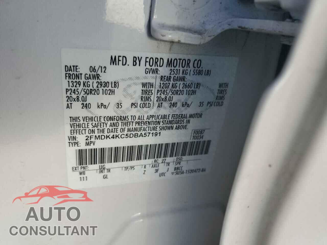 FORD EDGE 2013 - 2FMDK4KC5DBA57191
