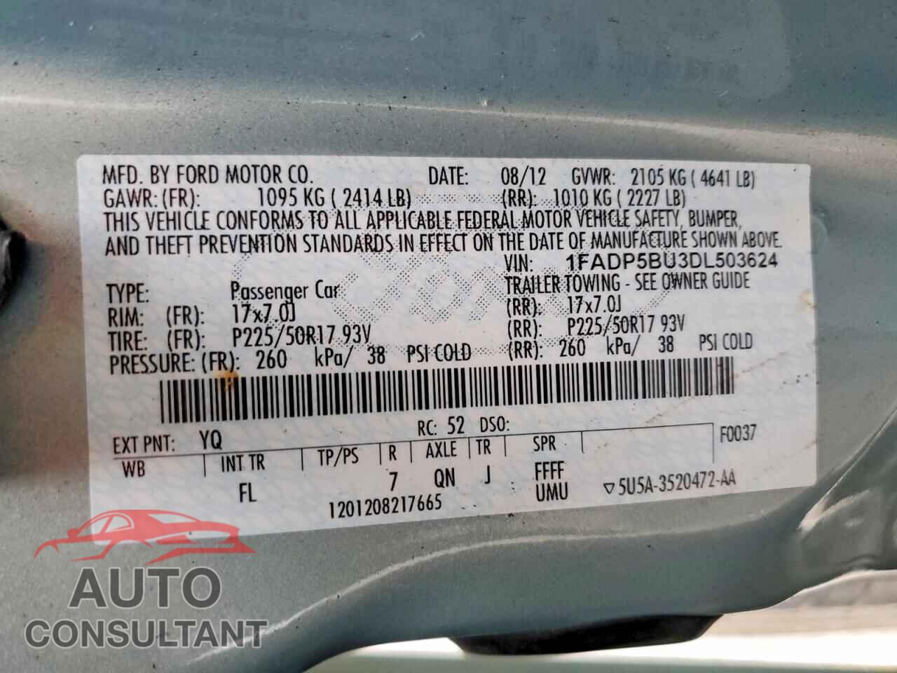 FORD CMAX 2013 - 1FADP5BU3DL503624