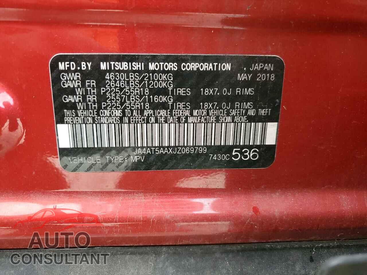 MITSUBISHI ECLIPSE 2018 - JA4AT5AAXJZ069799