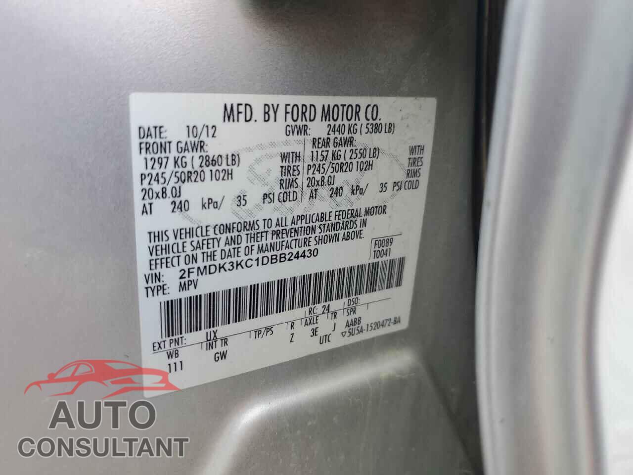 FORD EDGE 2013 - 2FMDK3KC1DBB24430