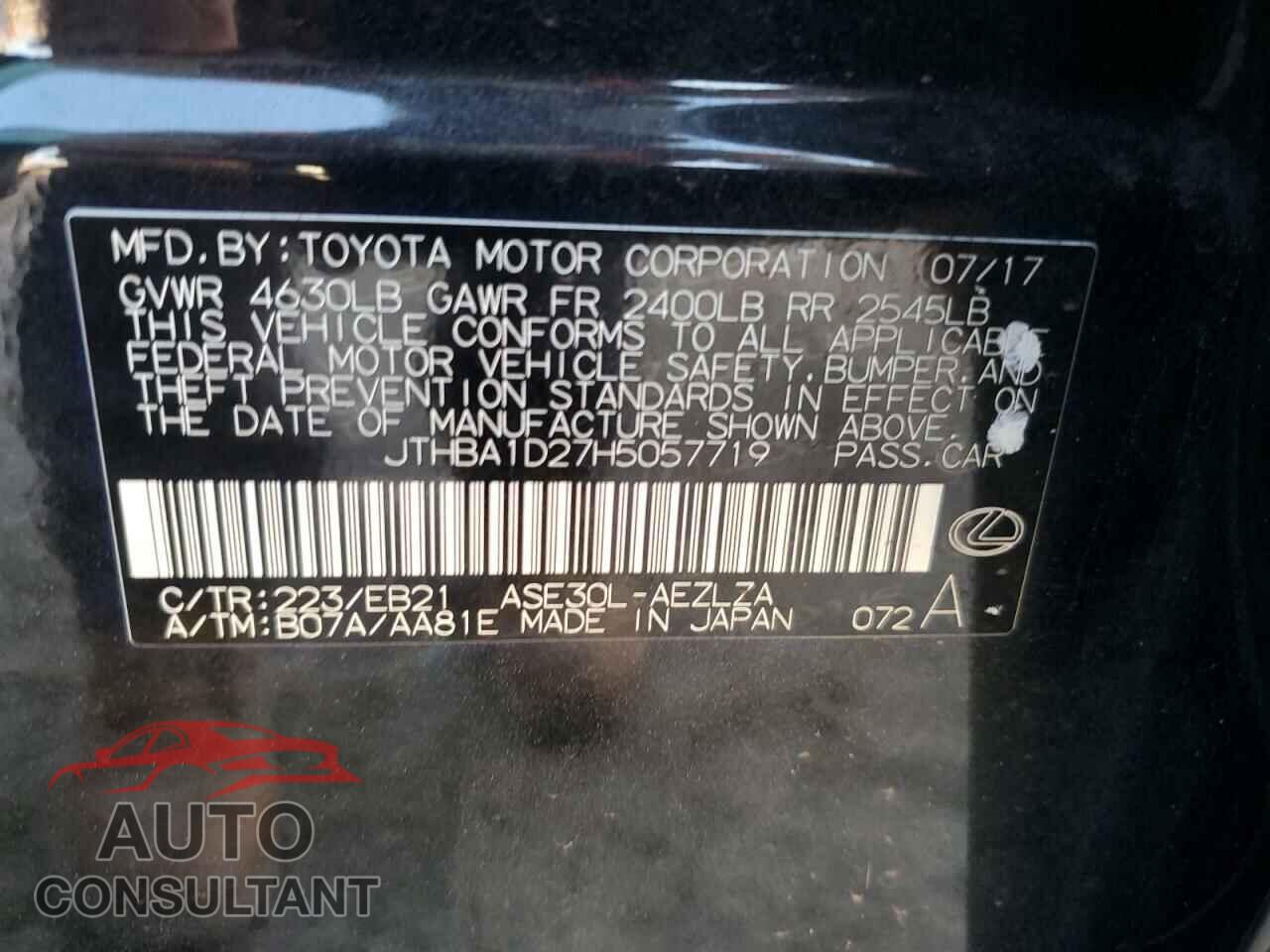 LEXUS IS 2017 - JTHBA1D27H5057719