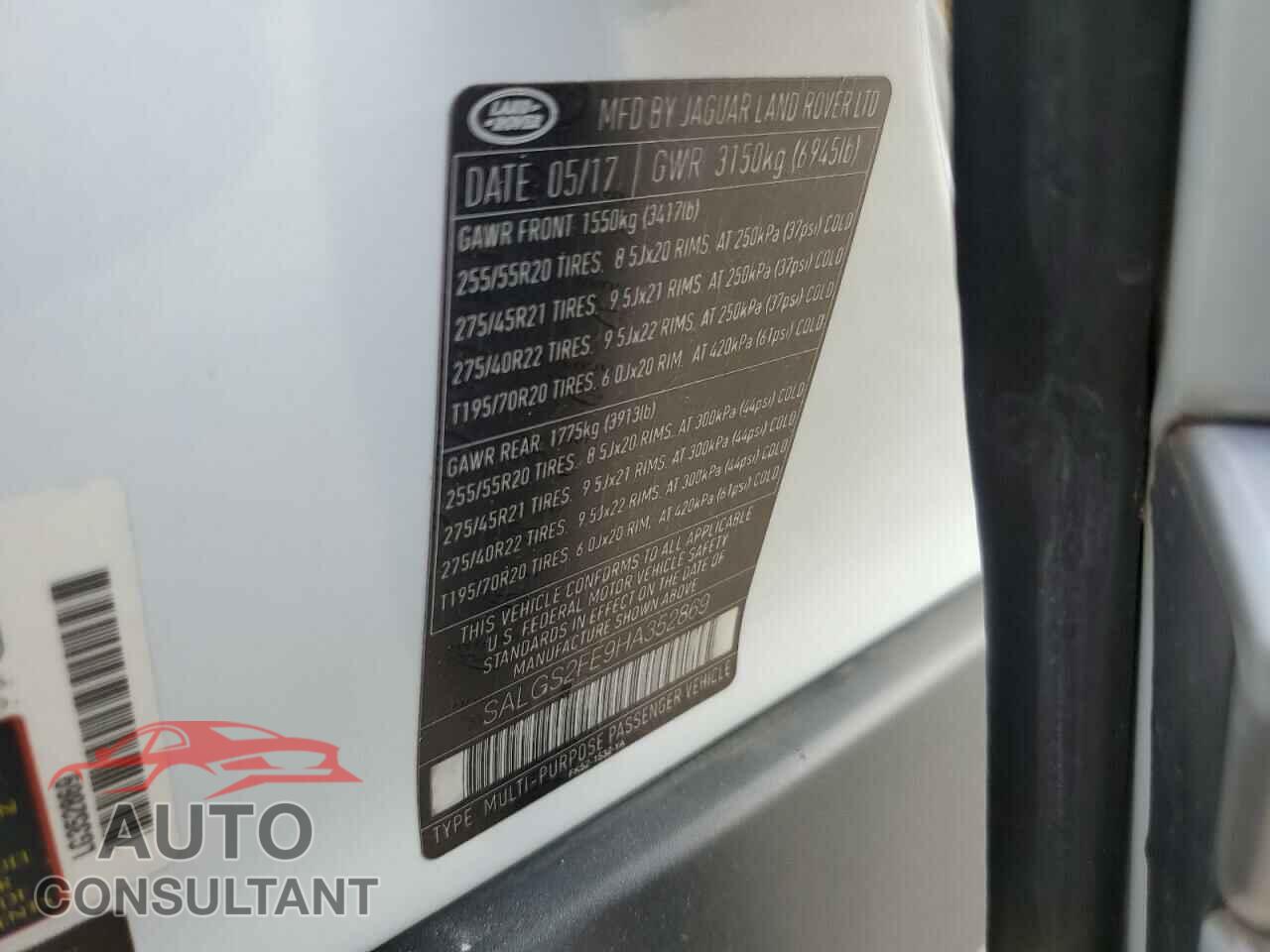 LAND ROVER RANGEROVER 2017 - SALGS2FE9HA352869
