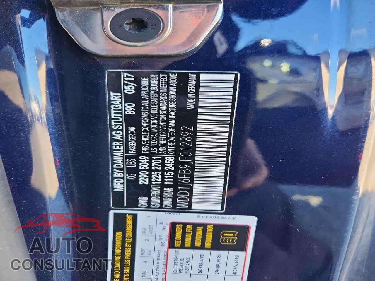 MERCEDES-BENZ E-CLASS 2018 - WDD1J6FB9JF012892
