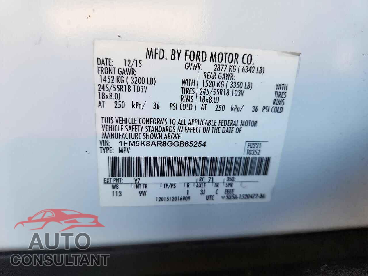 FORD EXPLORER 2016 - 1FM5K8AR8GGB65254