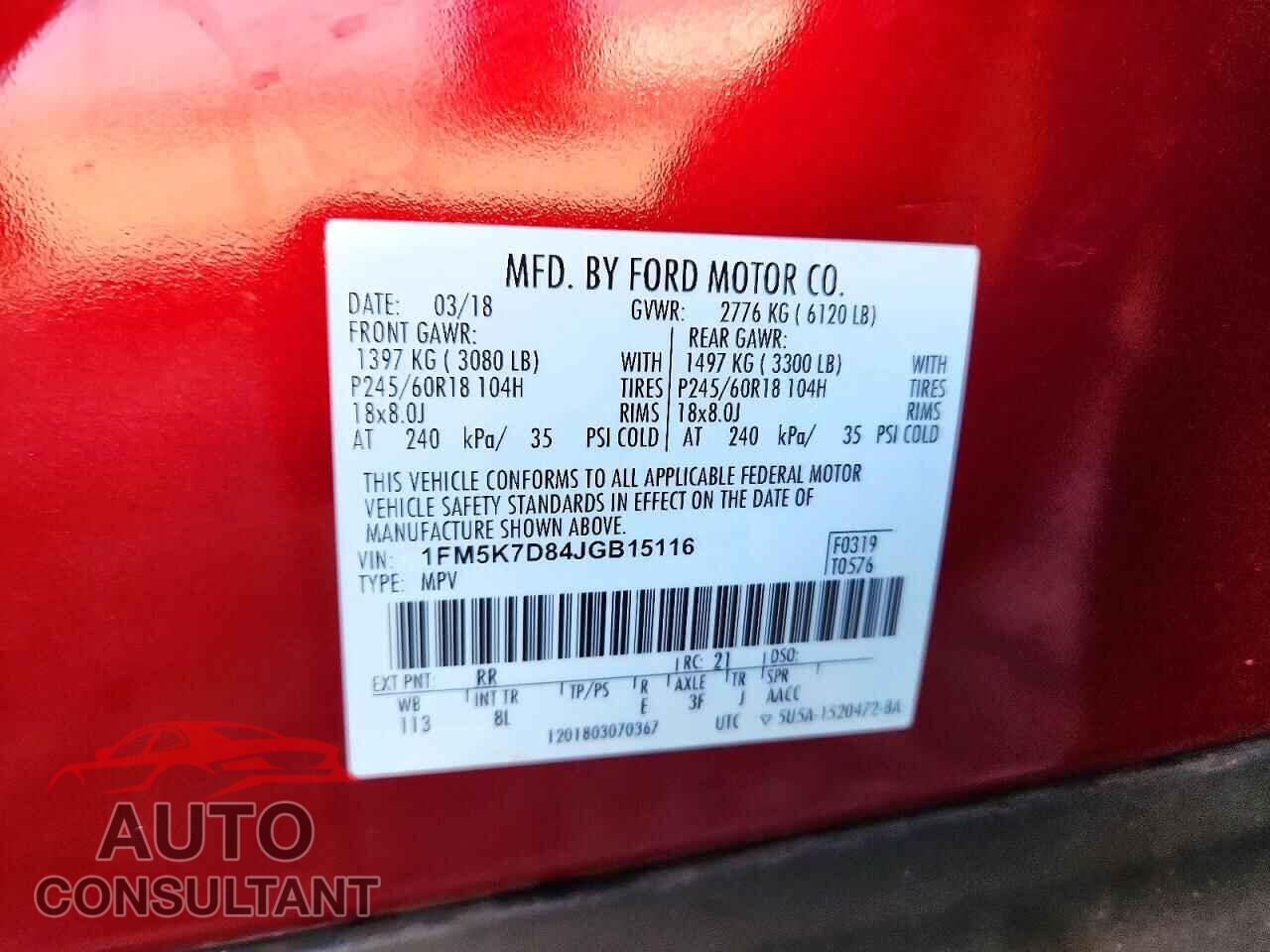 FORD EXPLORER 2018 - 1FM5K7D84JGB15116
