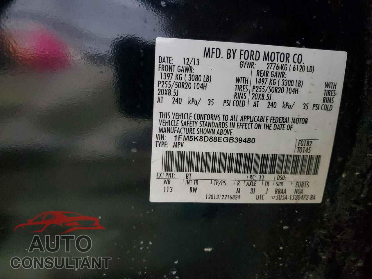 FORD EXPLORER 2014 - 1FM5K8D88EGB39480