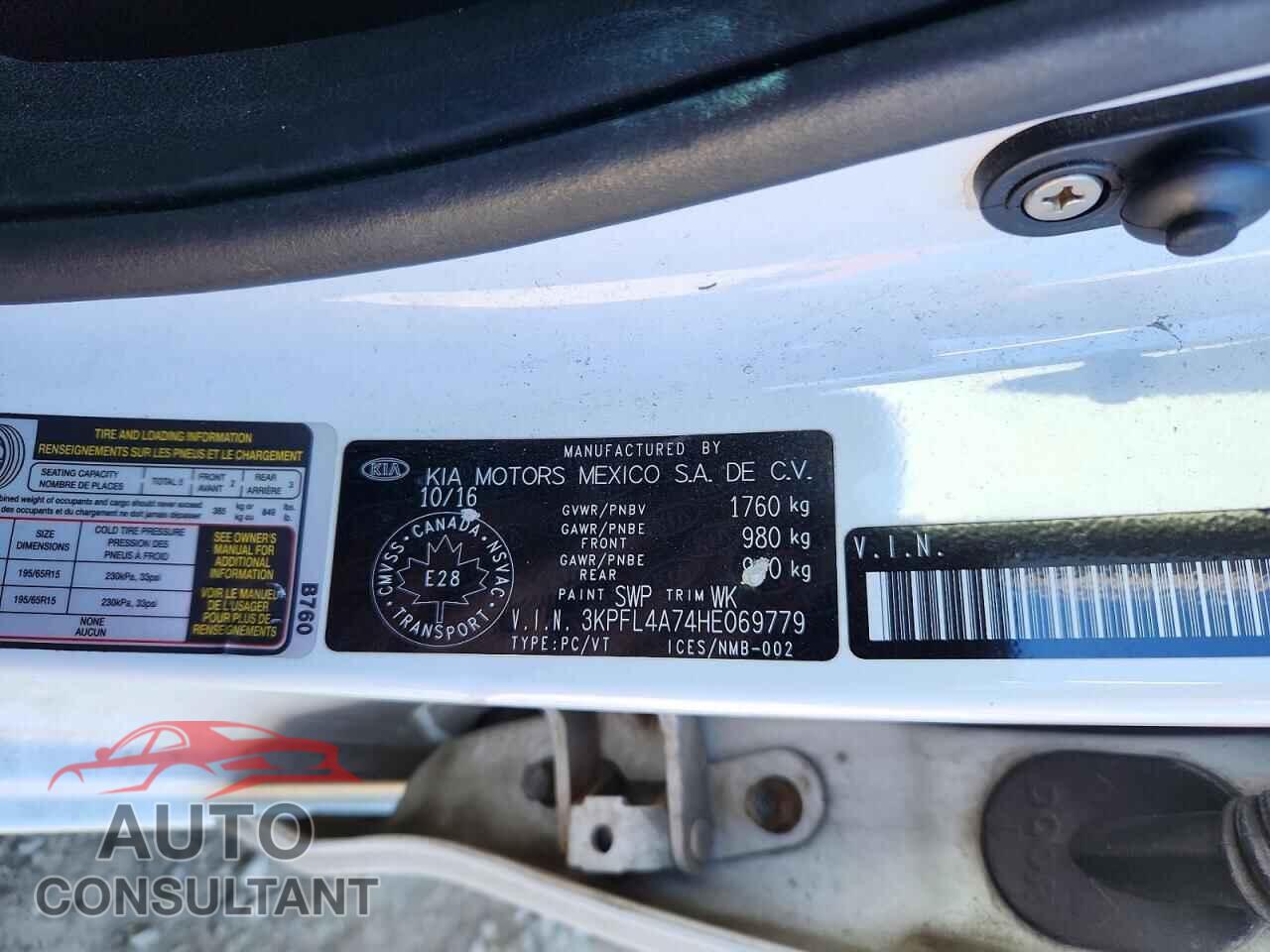 KIA FORTE 2017 - 3KPFL4A74HE069779