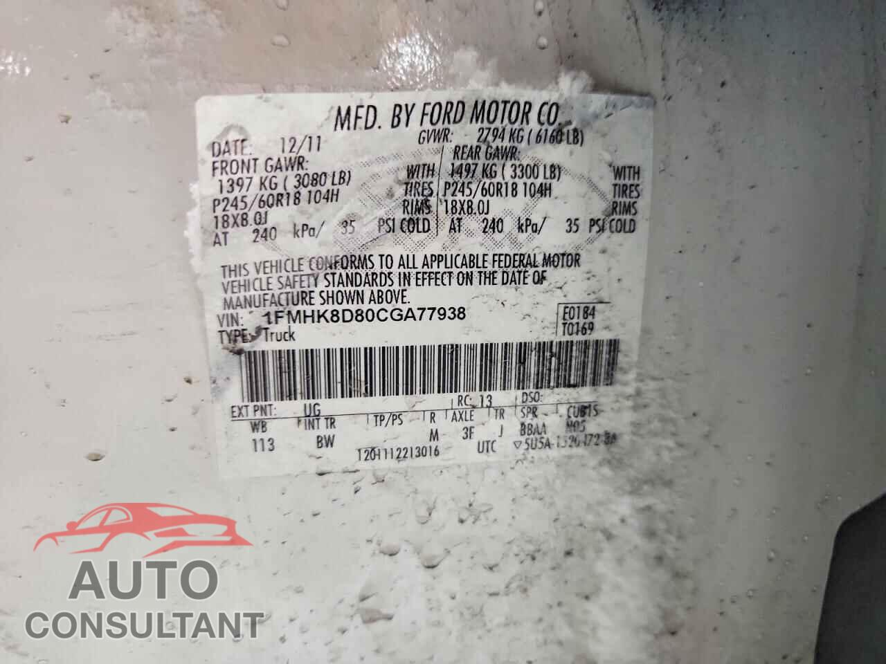 FORD EXPLORER 2012 - 1FMHK8D80CGA77938