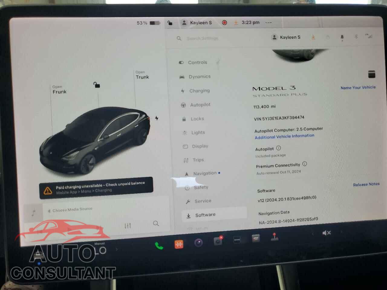 TESLA MODEL 3 2019 - 5YJ3E1EA3KF394474
