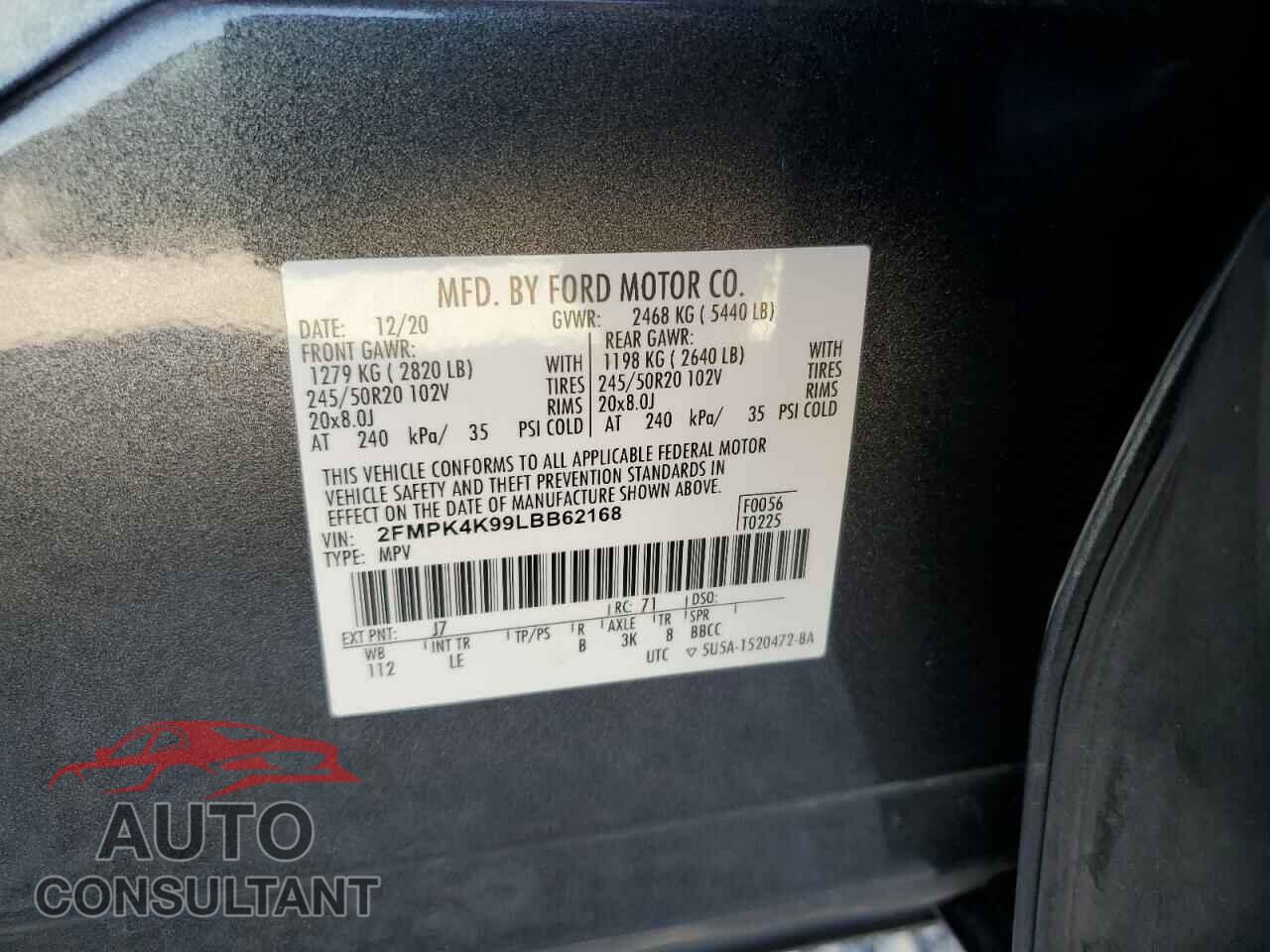 FORD EDGE 2020 - 2FMPK4K99LBB62168