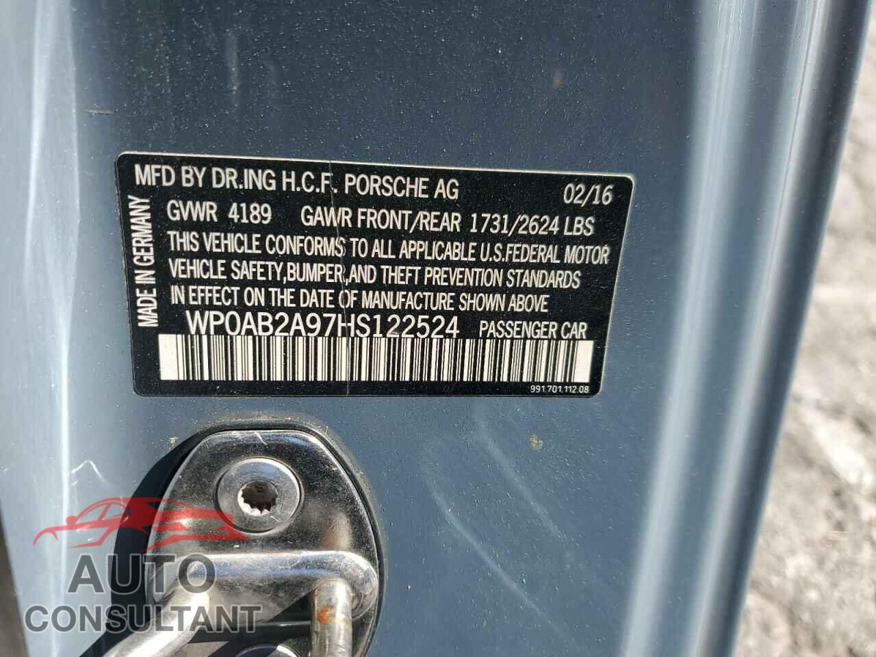 PORSCHE 911 2017 - WP0AB2A97HS122524