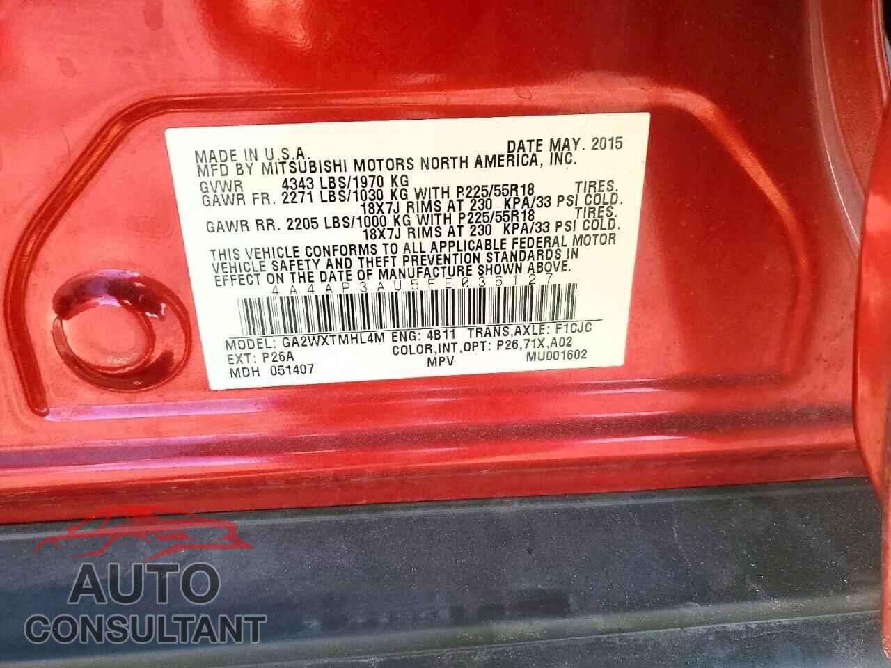 MITSUBISHI OUTLANDER 2015 - 4A4AP3AU5FE036127