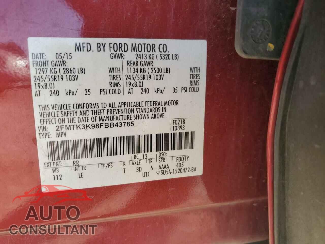 FORD EDGE 2015 - 2FMTK3K98FBB43785