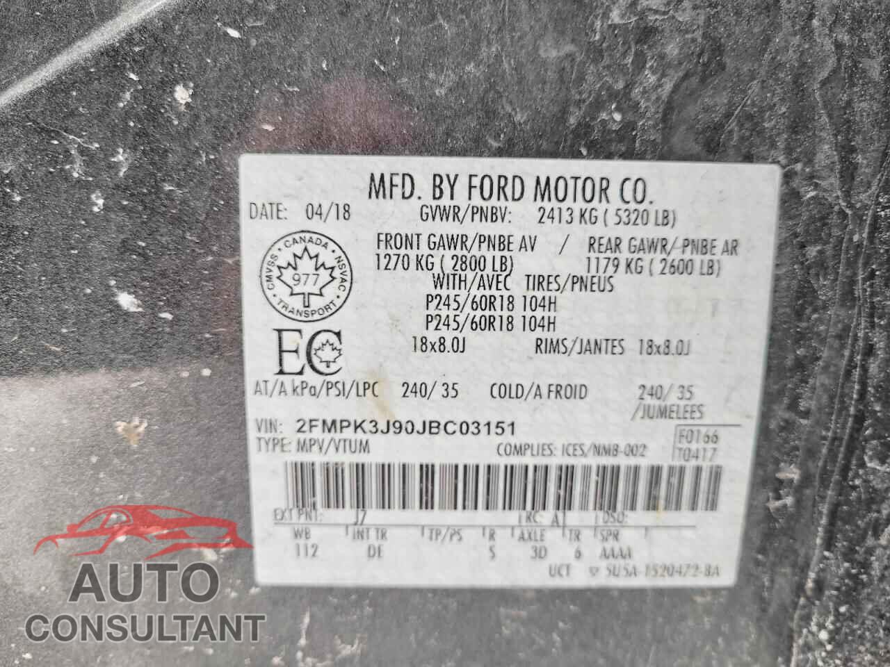 FORD EDGE 2018 - 2FMPK3J90JBC03151