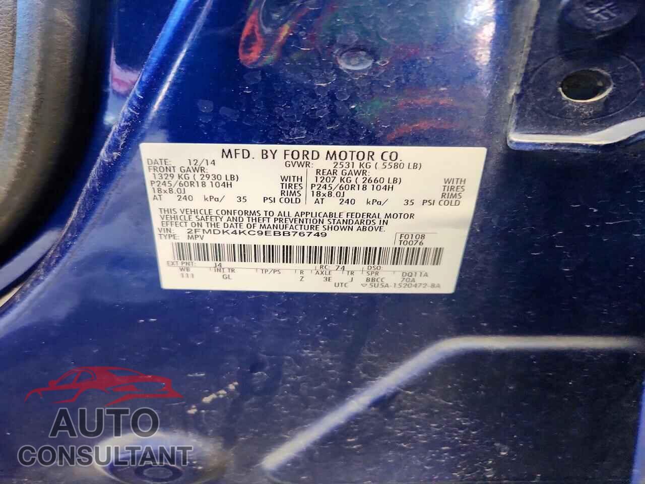 FORD EDGE 2014 - 2FMDK4KC9EBB76749
