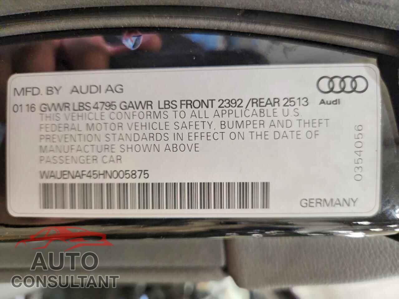 AUDI A4 2017 - WAUENAF45HN005875