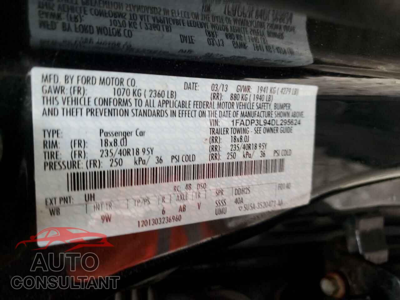 FORD FOCUS 2013 - 1FADP3L94DL295624