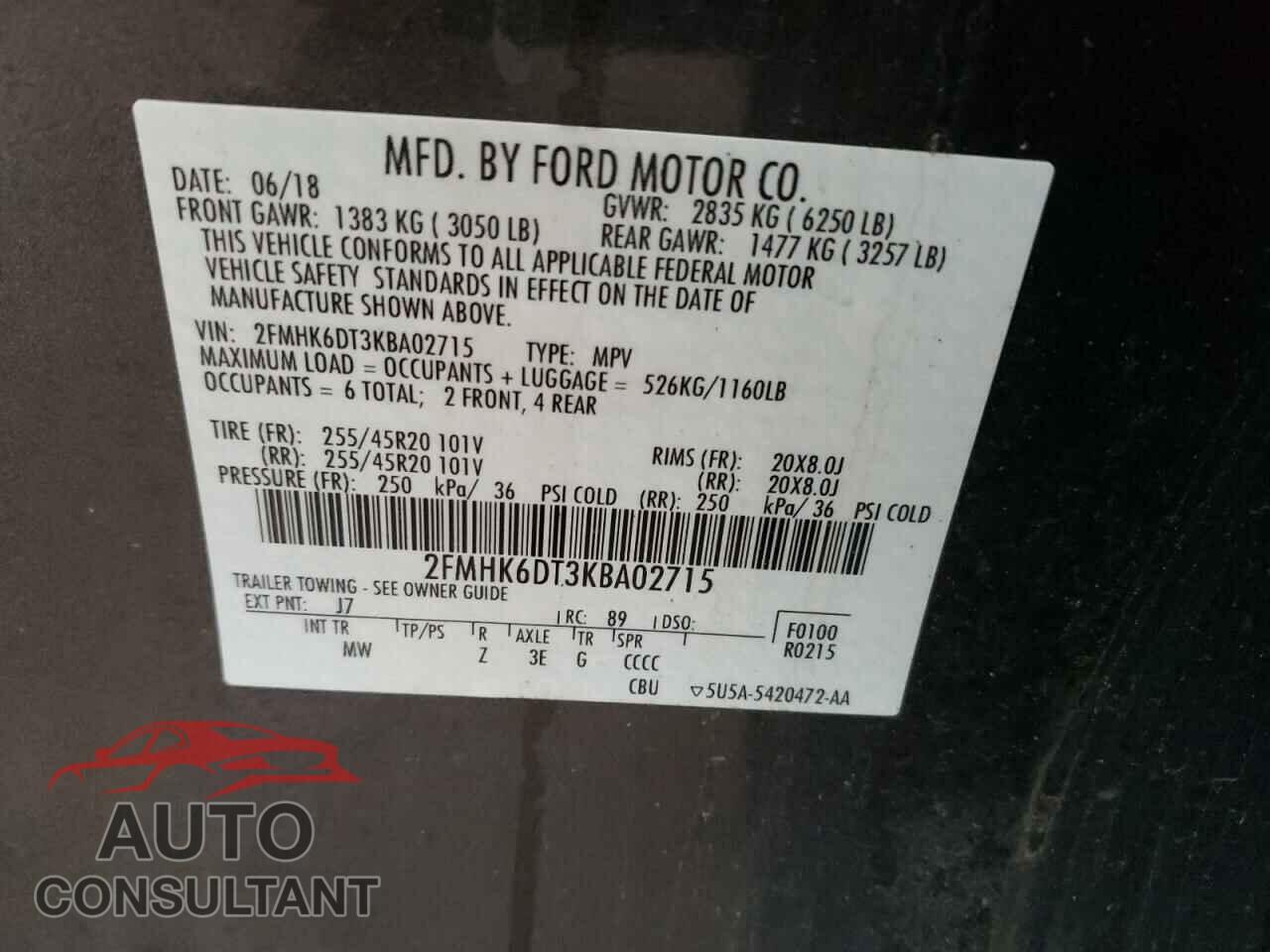 FORD FLEX 2019 - 2FMHK6DT3KBA02715
