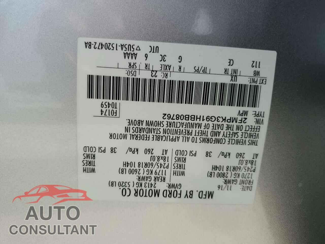FORD EDGE 2017 - 2FMPK3G91HBB08762