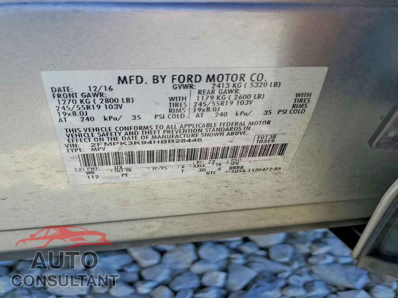 FORD EDGE 2017 - 2FMPK3K94HBB28446