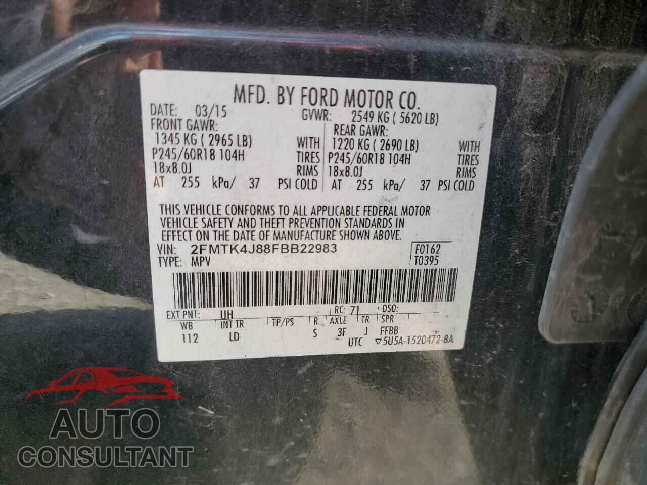 FORD EDGE 2015 - 2FMTK4J88FBB22983