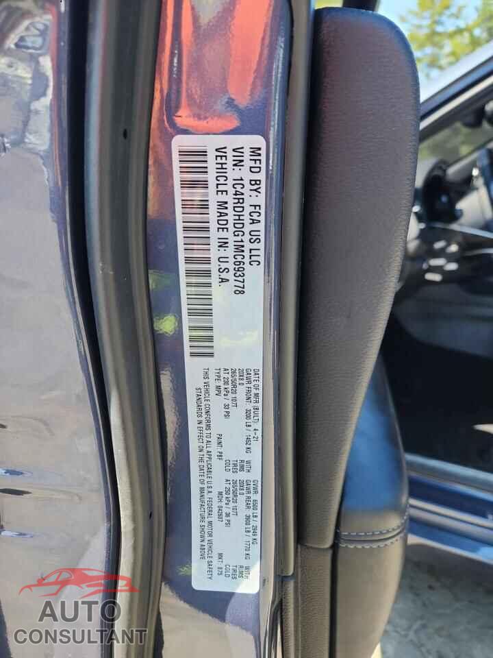 DODGE DURANGO 2021 - 1C4RDHDG1MC693778