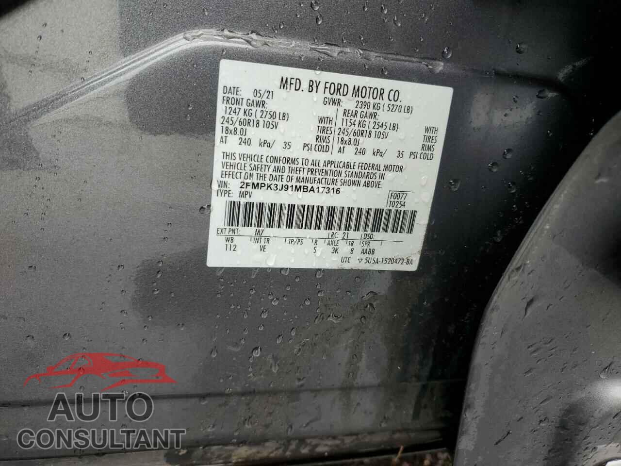 FORD EDGE 2021 - 2FMPK3J91MBA17316