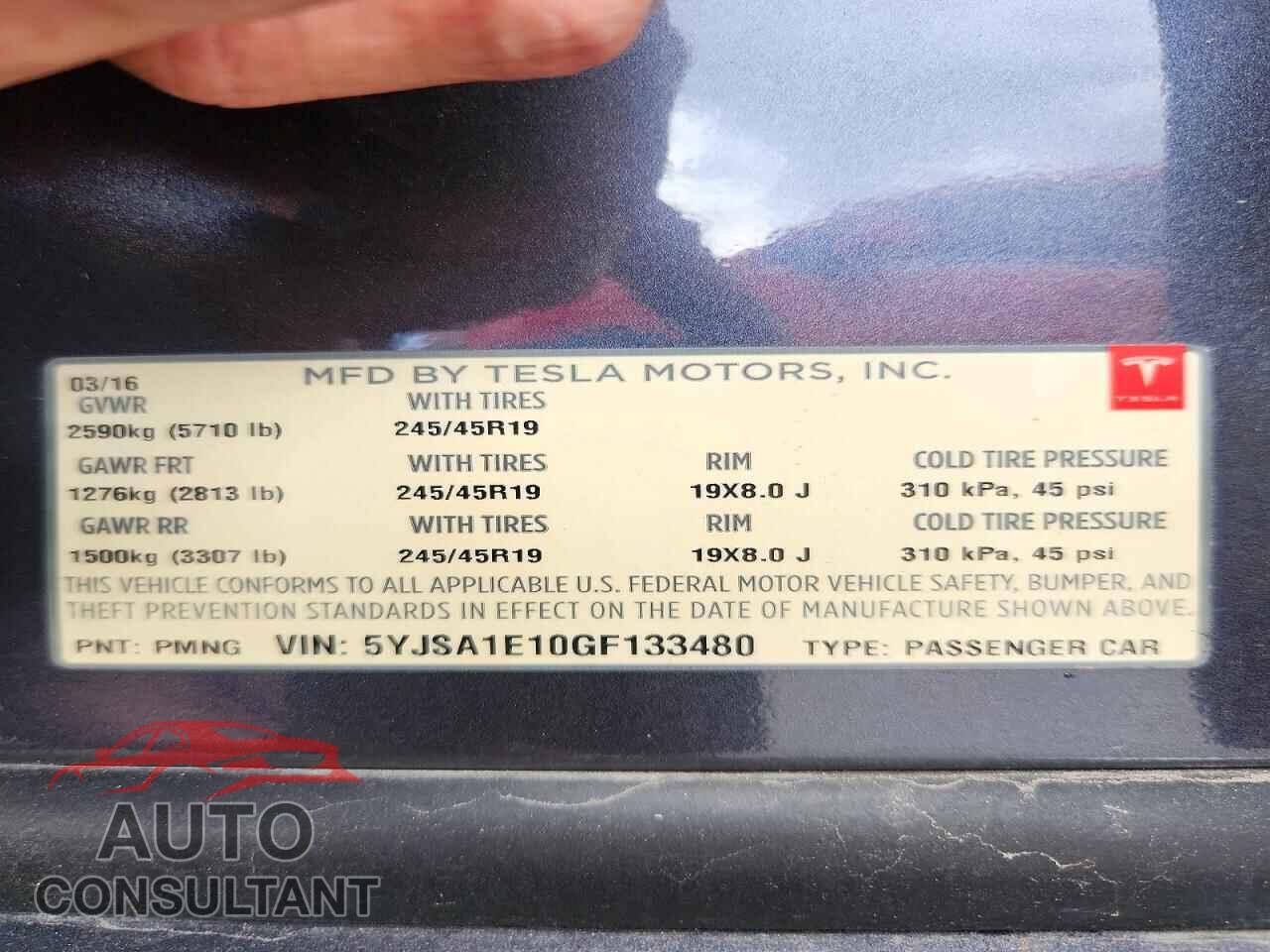 TESLA MODEL S 2016 - 5YJSA1E10GF133480