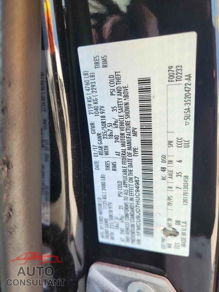 FORD ESCAPE 2017 - 1FMCU9JD7HUC94987